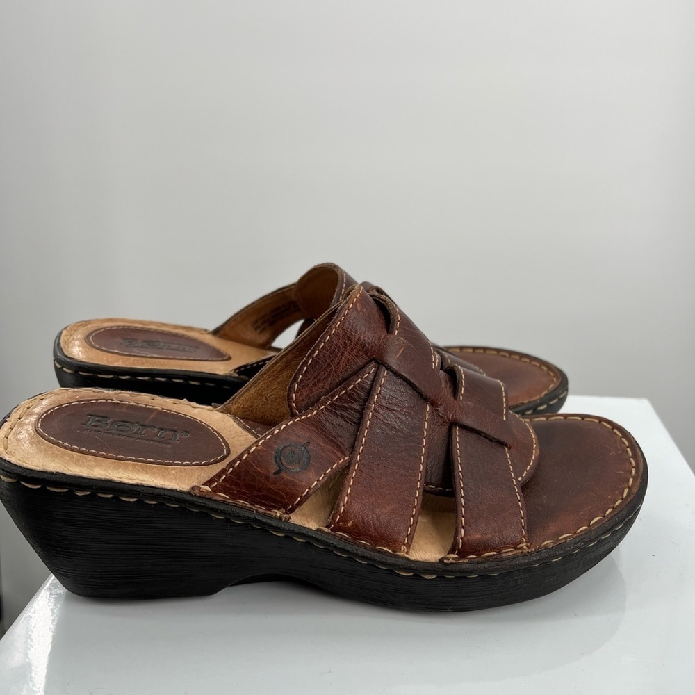 Born Platform Leather Sandals Ladies Size 8